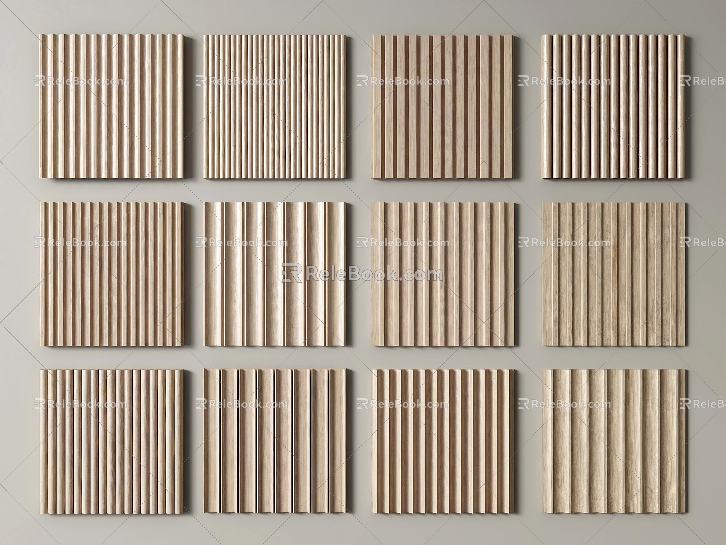 Wall board Grille board Wood veneer Decorative board Wall board Background board 3d model