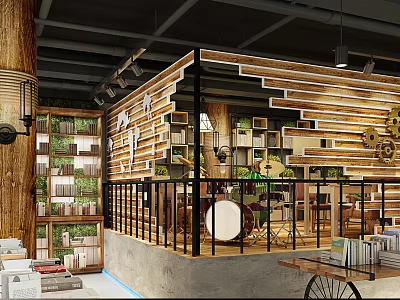 Book Art Interior Design With Wooden Shelves And Decor 3d model