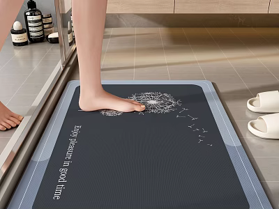 Soft Non Slip Bathroom Mat With Dandelion Pattern 3d model