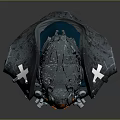Detailed Mechanical Biomechanical Character With Armored Body And Glowing Orange Blue Features