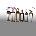 Traditional Chinese Flower Stand Carved Design Displaying Orchid Bonsai And Decorative Ring