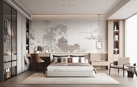 New Chinese bedroom 3d model