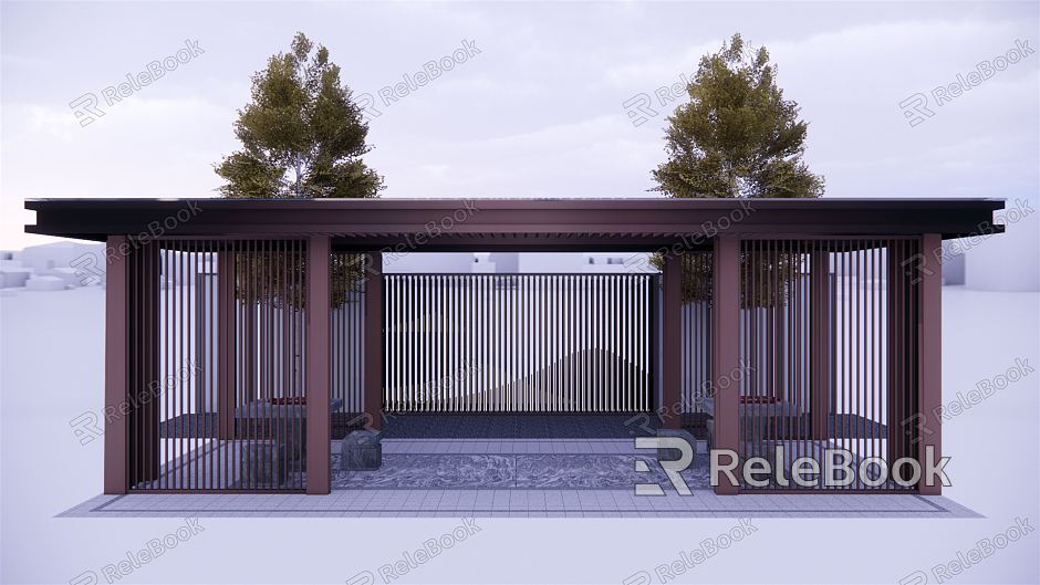 New Chinese style gallery pavilion landscape wall model