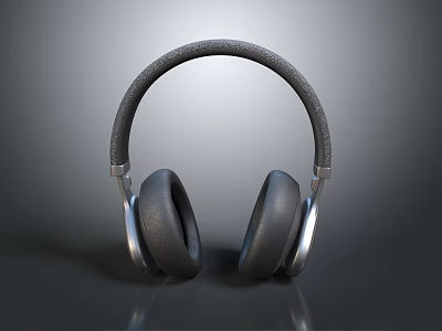 Sleek Modern Electronic Over Ear Headphones With Soft Black Ear Cushions And Textured Headband 3d model