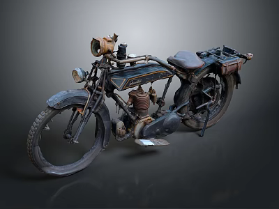 Vintage Classic Motorcycle With Leather Seat Old Style Headlight And Retro Design 3d model