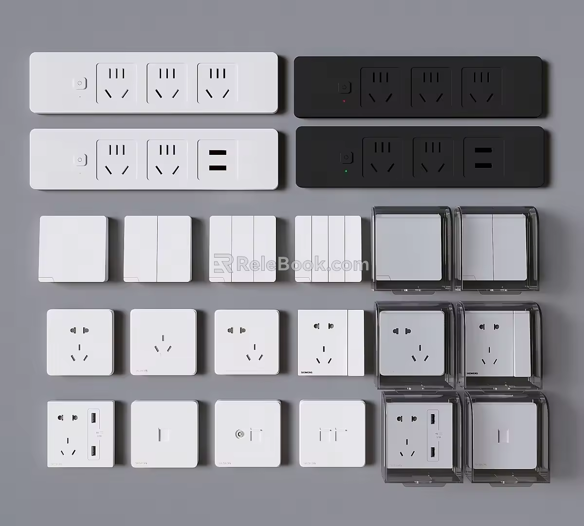 Switch socket panel dual USB socket multi-function socket waterproof box network socket 3d model