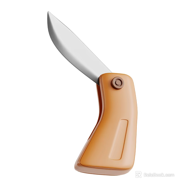 Ergonomic Kitchen Knife With Orange Handle And Sharp Stainless Steel Blade For Food Prep 3d model 