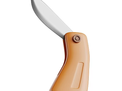 Ergonomic Kitchen Knife With Orange Handle And Sharp Stainless Steel Blade For Food Prep 3d model