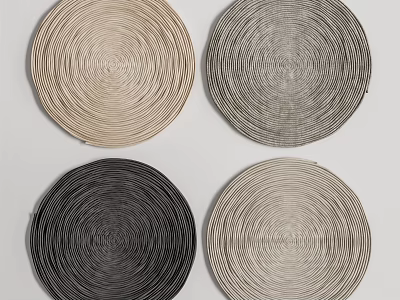 Round Rugs in Beige Gray Black and Light Gray with Woven Texture 3d model