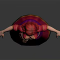 Female Game Movie Character With Red Hair Long Red Dress Purple Belt And Gold Trim