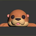 Cartoon Otter Toy Figure With Orange Segmented Body And Cute Design On Dark Reflective Background