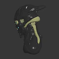 Cybernetic Character Head Sculpture With Biomechanical Creature Features And Glowing Eyes