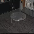 Elegant Round White Marble Dining Table With Light Legs On Gray Rug 3d model
