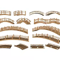 Collection Of Wooden Bridges With Various Railings Curved Shapes And Structures