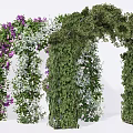 Living Plant Wall Archway With Purple White Flowers And Green Vines