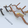 Mountain Plank Road Design With Scenic Viewing Platforms And Wooden Structures 3d model