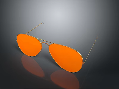 Aviator Sunglasses with Orange Lenses and Gold Frame Modern Reflective Design for Daily Use 3d model