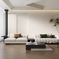 Sofa Combination Three-Seat Sofa Coffee Table Roman Column Dream Curtain Sofa 3d model