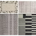 Stylish Square Rugs With Various Patterns Including Floral Geometric And Stripe Designs 3d model