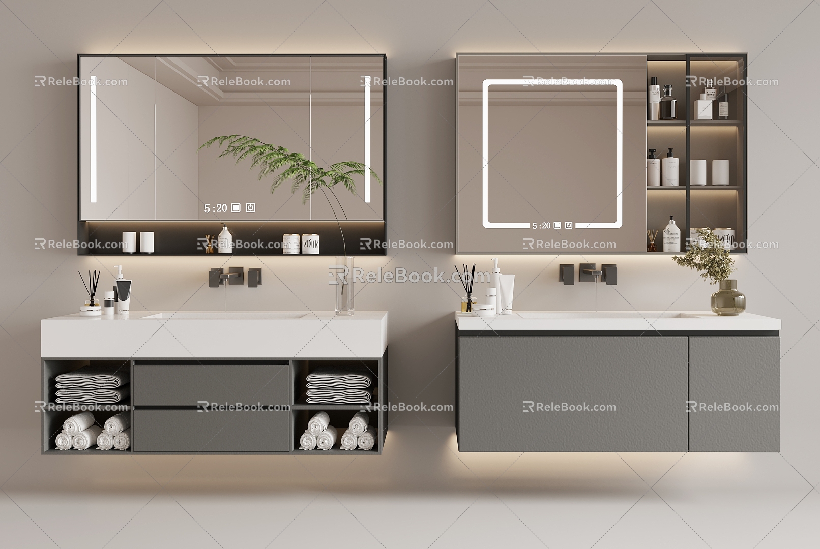 modern sink bathroom cabinet 3d model