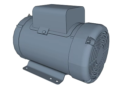 3D Model of Electric Industrial Engine with Cooling Fins and Mounting Holes 3d model