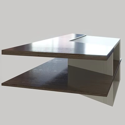 Modern Dining Table With Double Layer Design And Sleek Polished Surface For Home Interior 3d model