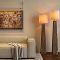 Quiet Ancient Floor Lamp Sofa Hanging Picture 3d model