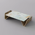 Modern Coffee Table With Wooden Frame And Marble Textured Surface 3d model