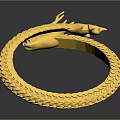 Golden Dragon Shaped Sculpture Bracelet With Intricate Scaled Texture Design