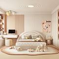 Cozy Kids Room Interior With Bed Stuffed Toys Bear Poster Circular Decorations Desk And Bookshelf