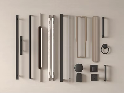 Modern Cabinet Handles With Various Styles Shapes And Metal Finishes For Interior Design 3d model