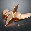 Golden Metallic Sculpture With Winged Design And Circular Openings For Modern Decor