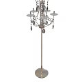 Tech Exhibition Hall Interior Featuring Floor Lamp With Multiple Disc Shades Crystal Decorations And Metal Stand