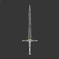 Detailed Medieval Weapon Long Sword Featuring Silver Blade Blue Gem And Wrapped Hilt