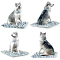 Lizard With Plaid Scarf Sitting On Plaid Cushion Multiple Angle Views 3d model