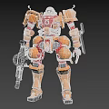 Futuristic Smart Machine With Orange Yellow Armor Red Accents And Mechanical Weapon