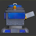 Mechanical Weapon Design With Blue Gray Body Cannon And Orange Top Component