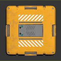Yellow And Dark Blue Industrial Equipment Case With Handle And Warning Stripes