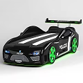 White Police Car With Blue Stripes PRO 7000 Black Wheels And Lights
