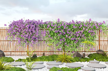 Modern vines, green plants, wall, flowers, plants, tingbu moss, fresh 3d model