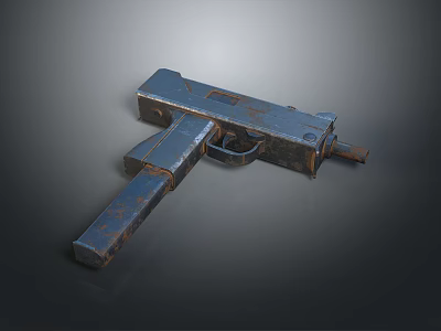 Rusty Vintage Metal Gun With Blue Gray Finish And Classic Design Details 3d model