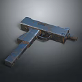 Rusty Vintage Metal Gun With Blue Gray Finish And Classic Design Details