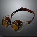 Steampunk Style Leather Goggles With Gold Accents And Amber Lenses
