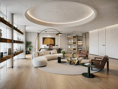 Modern Luxury Executive Office With Cozy Lounge Area And Elegant Warm Interior Design 3d model