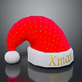 Red Christmas Hat with Gold Xmas Lettering White Brim and Pom Pom