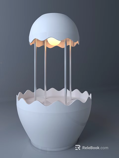 Modern White Display Shelf with Wavy Edge Design Two Tier and Illuminated Top for 3d model 