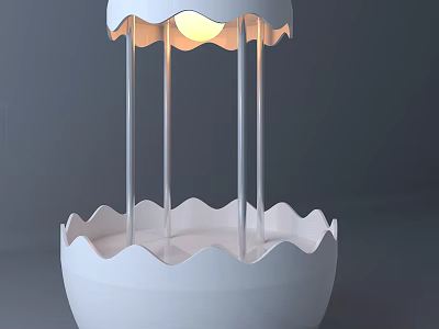 Modern White Display Shelf with Wavy Edge Design Two Tier and Illuminated Top for 3d model