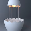 Modern White Display Shelf with Wavy Edge Design Two Tier and Illuminated Top for