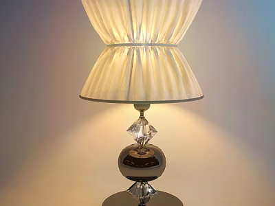 Elegant Modern Table Lamp With Pleated White Fabric Shade And Crystal Accent Base 3d model