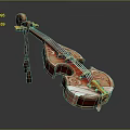 Unique Red Violin Shaped Household Item With Decorative Patterns And White Base